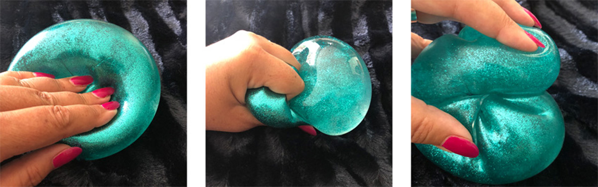 Slijmerige stressballen gevuld met orbs. De balzz zijn super knijpbaar